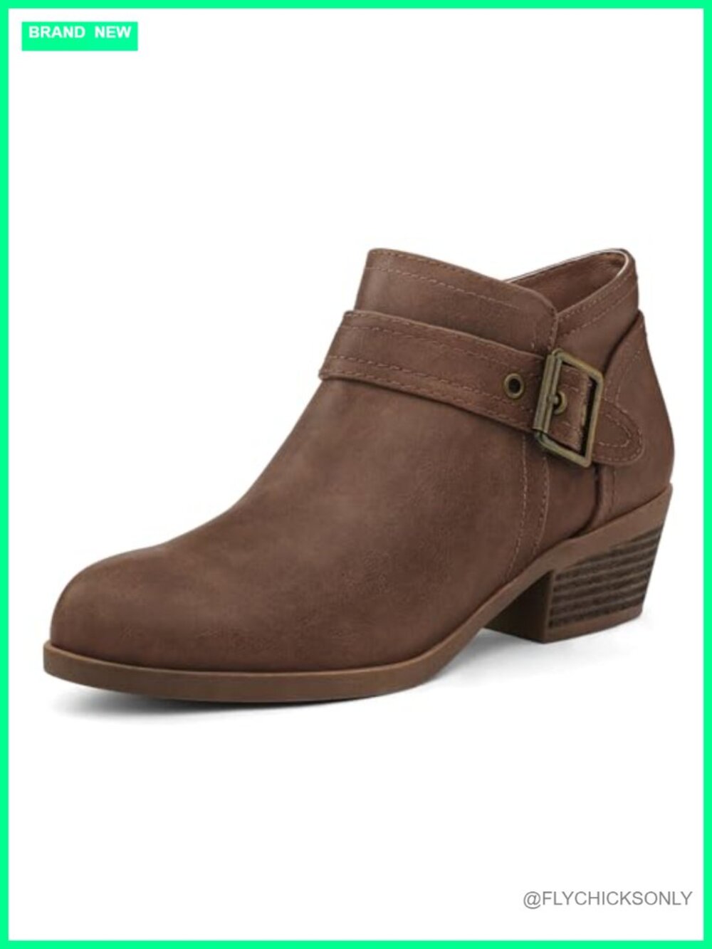 Women's Ankle Boots Chunky Low Heel Side Zipper Round Toe PU Casual